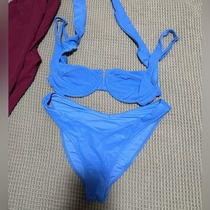 Camille Kostek underwire bikini top and moderate coverage bikini bottom